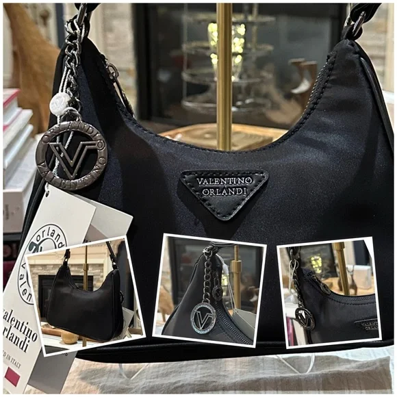Authentic Valentino Orlandi Shoulder Bag, Style V-3105 in Black NWT & Uncarried